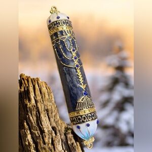 Blue & Gold Mezuzah NWT